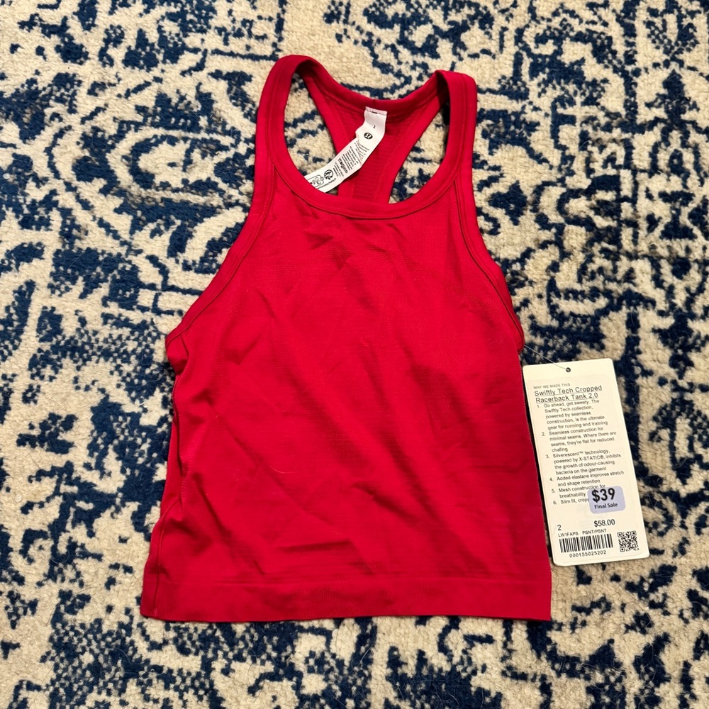 Lululemon Swiftly Tech cropped Red Racerback Tank Top